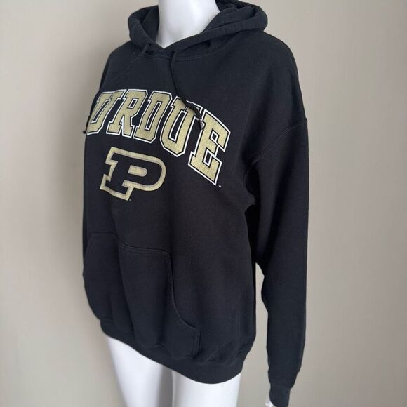 Vintage Purdue Hoodie Sweater Black Gold Embroidered Pull Over NCAA College - Picture 2 of 7